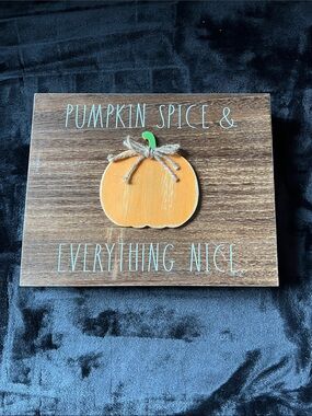 Rae Dunn Pumpkin Spice & Everything Nice Orange Pumpkin Wall Sign